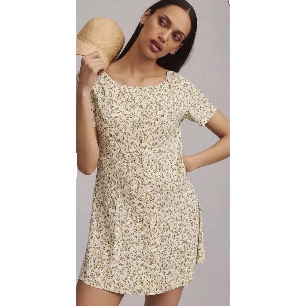 Reformation Women's Medium Sequoia Mini Dress Button‎ Up Ditsy Floral Boho Beach